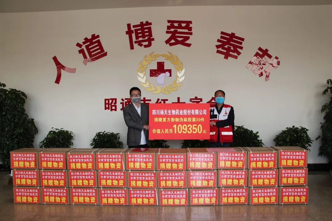 四川杨天生物药业捐赠10万元的药品